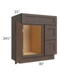 Tuscan Kona Brown 30" Vanity Sink and Drawer Combo (Drawers on Right)