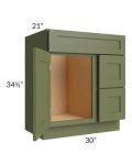 Midtown Hunter Green Shaker 30" Vanity Sink and Drawer Combo (Drawers on Right)