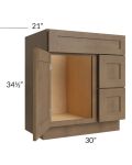 Midtown Mocha Shaker 30" Vanity Sink and Drawer Combo (Drawers on Right)