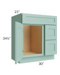 Midtown Sage Green Shaker 30" Vanity Sink and Drawer Combo (Drawers on Right)