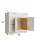 Asheville Cloud Shaker 36" Vanity Sink Base Cabinet (Drawers on Left)