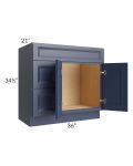 Bayville Blue 36" Vanity Sink Base Cabinet (Drawers on Left)