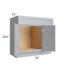 Asheville Grey Shaker 36" Vanity Sink Base Cabinet (Drawers on Right)