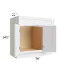Asheville White Shaker 36" Vanity Sink Base Cabinet (Drawers on Right)
