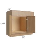 Township Rift Oak 36" Vanity Sink Base Cabinet (Drawers on Right)