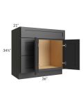Midtown Black Shaker 36" Vanity Sink and Drawer Combo (Drawers on Left)