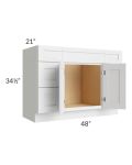Asheville White Shaker 48" Vanity Sink Base Cabinet