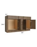 Midtown Mocha Shaker 60" Vanity Sink and Drawer Combo