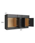 Midtown Black Shaker 60" Vanity Sink and Drawer Combo