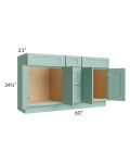 Midtown Mint Green Shaker 60" Vanity Sink and Drawer Combo