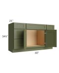 Midtown Hunter Green Shaker 60" Vanity Drawer and Sink Combo