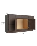 Vienna Kona Brown 60" Vanity Sink and Drawer Combo