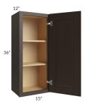 Southport Espresso Shaker 15x36 Wall Cabinet