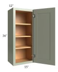 Midtown Pistachio Green Shaker 15x36 Wall Cabinet