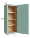 Midtown Mint Green Shaker 15x36 Wall Cabinet