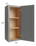 Stratton Dark Grey Shaker 15x36 Wall Cabinet