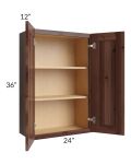Farmhouse Walnut Shaker 24x36 Wall Cabinet
