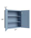 Sky Blue Shaker 27x30 Wall Cabinet