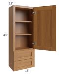 Artisan Walnut Shaker 18x48 Wall Cabinet with 2 Drawers