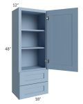 Sky Blue Shaker 18x48 Wall Cabinet With Drawers