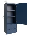 Portland Navy Blue 18x48 Wall Cabinet With Drawers