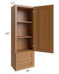 Artisan Walnut Shaker 18x54 Wall Cabinet with 2 Drawers