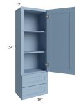 Sky Blue Shaker 18x54 Wall Cabinet With Drawers