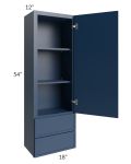 Portland Navy Blue 18x54 Wall Cabinet With Drawers