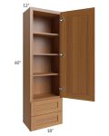 Artisan Walnut Shaker 18x60 Wall Cabinet with 2 Drawers