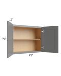 Stratton Dark Grey Shaker 30x24 Wall Cabinet