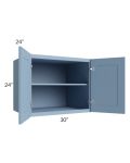 Sky Blue Shaker 30x24x24 Wall Cabinet