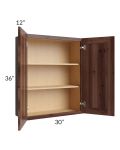 Farmhouse Walnut Shaker 30x36 Wall Cabinet