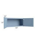 Sky Blue Shaker 33x15 Wall Cabinet
