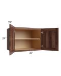 Farmhouse Walnut Shaker 33x24x24 Wall Cabinet 