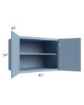 Sky Blue Shaker 33x24x24 Wall Cabinet