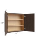 Vienna Kona Brown 33x30 Wall Cabinet
