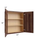 Farmhouse Walnut Shaker 33x36 Wall Cabinet