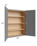 Stratton Dark Grey Shaker 33x42 Wall Cabinet 