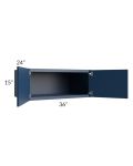 Portland Navy Blue 36x15x24 Wall Cabinet