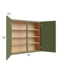Midtown Hunter Green Shaker 39x36 Wall Cabinet