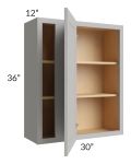 Midtown Light Grey Shaker 30x36 Blind Corner Wall Cabinet