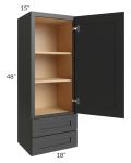 Midtown Black Shaker 18x48x15 Wall Cabinet with Drawers