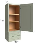 Midtown Pistachio Green Shaker 18x48x15 Wall Cabinet with Drawers