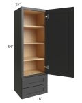 Midtown Black Shaker 18x54x15 Wall Cabinet with Drawers