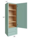 Midtown Mint Green Shaker 18x54x15 Wall Cabinet with Drawers