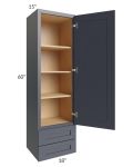 Midtown Indigo Shaker 18x60x15 Wall Cabinet with Drawers