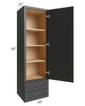 Midtown Black Shaker 18x60x15 Wall Cabinet with Drawers