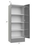 Milan Grey Gloss 24x60x15 Wall Cabinet with Drawers