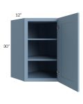 Sky Blue Shaker 24x30 Wall Diagonal Corner Cabinet