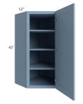 Sky Blue Shaker 24x42 Wall Diagonal Corner Cabinet